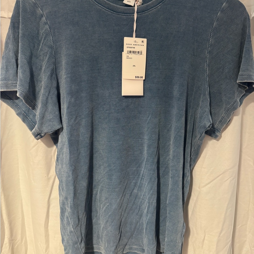 Good American Washed Blue Short Sleeve Tee